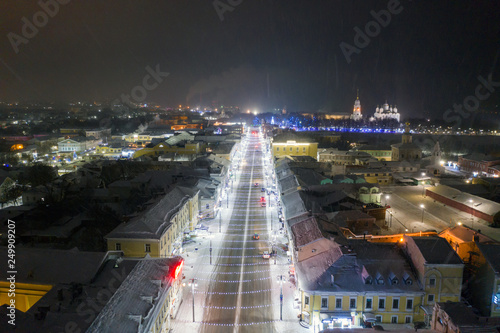 Bolshaya Moskovskaya Street. Winter calm night landscape in the New Year holidays. Beautiful frozen landscape. Vladimir. Russia. photo