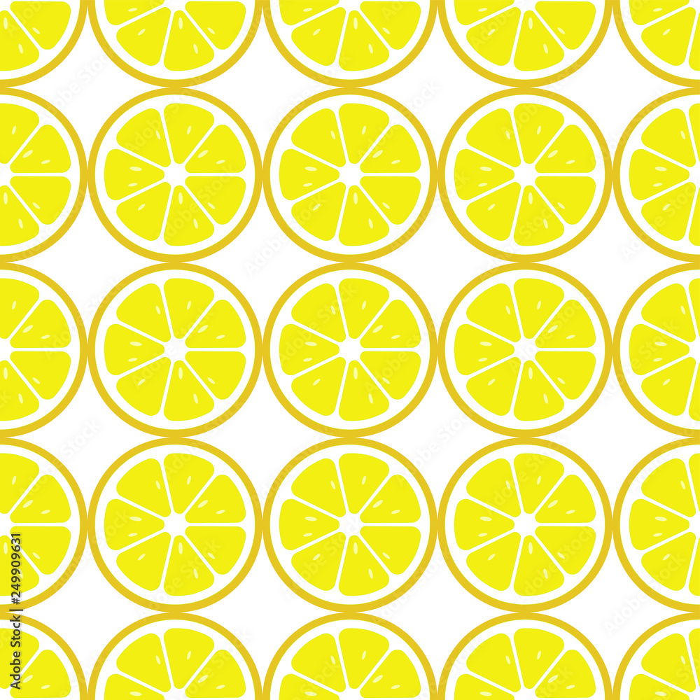 Lemon slices seamless pattern. Flat food texture Lemon slices seamless pattern. Flat food texture