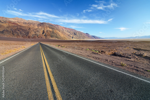 American road crossing the Death Valley National Park in California, Usa