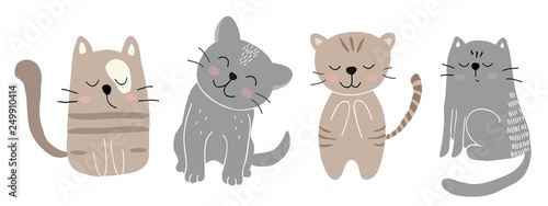 childish vector set with cute cats. vector illustration for textile,fabric.
