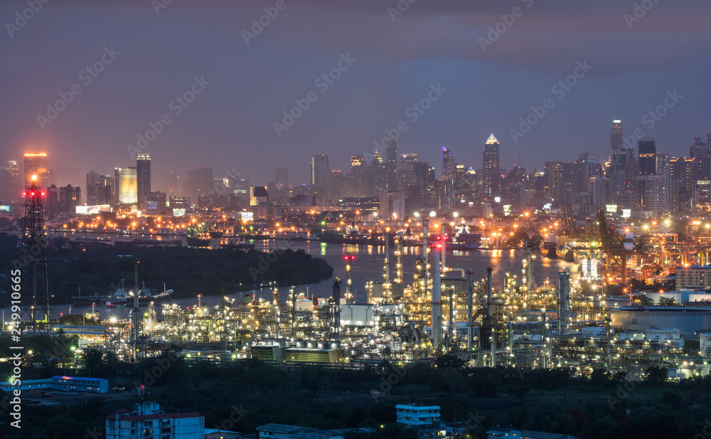 Refinery backdrop Bangkok city