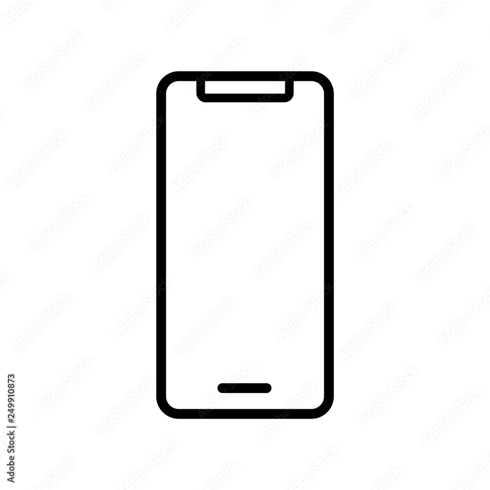 Frameless smartphone line icon, logo isolated on white background Frameless smartphone line icon, logo isolated on white background