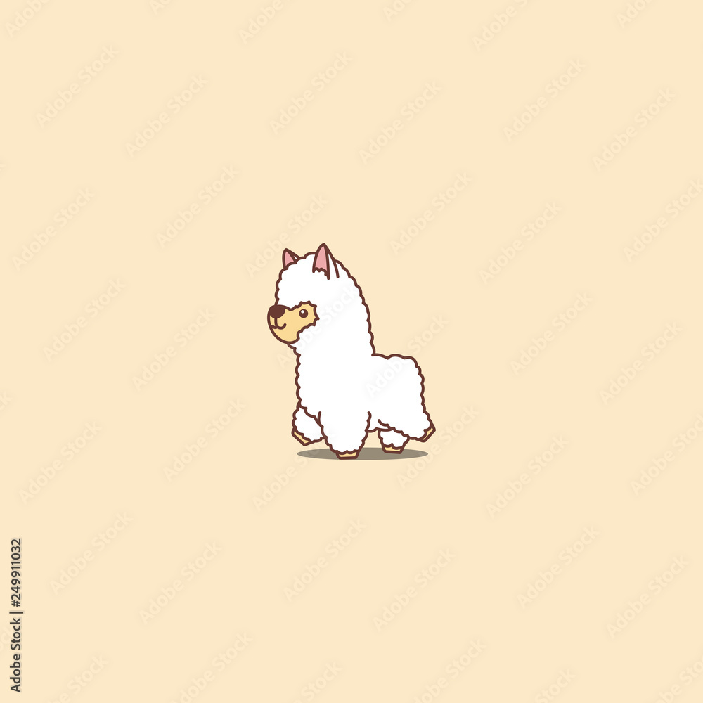 Cute Alpaca Walking Cartoon Icon Vector Illustration Stock Vector Adobe Stock