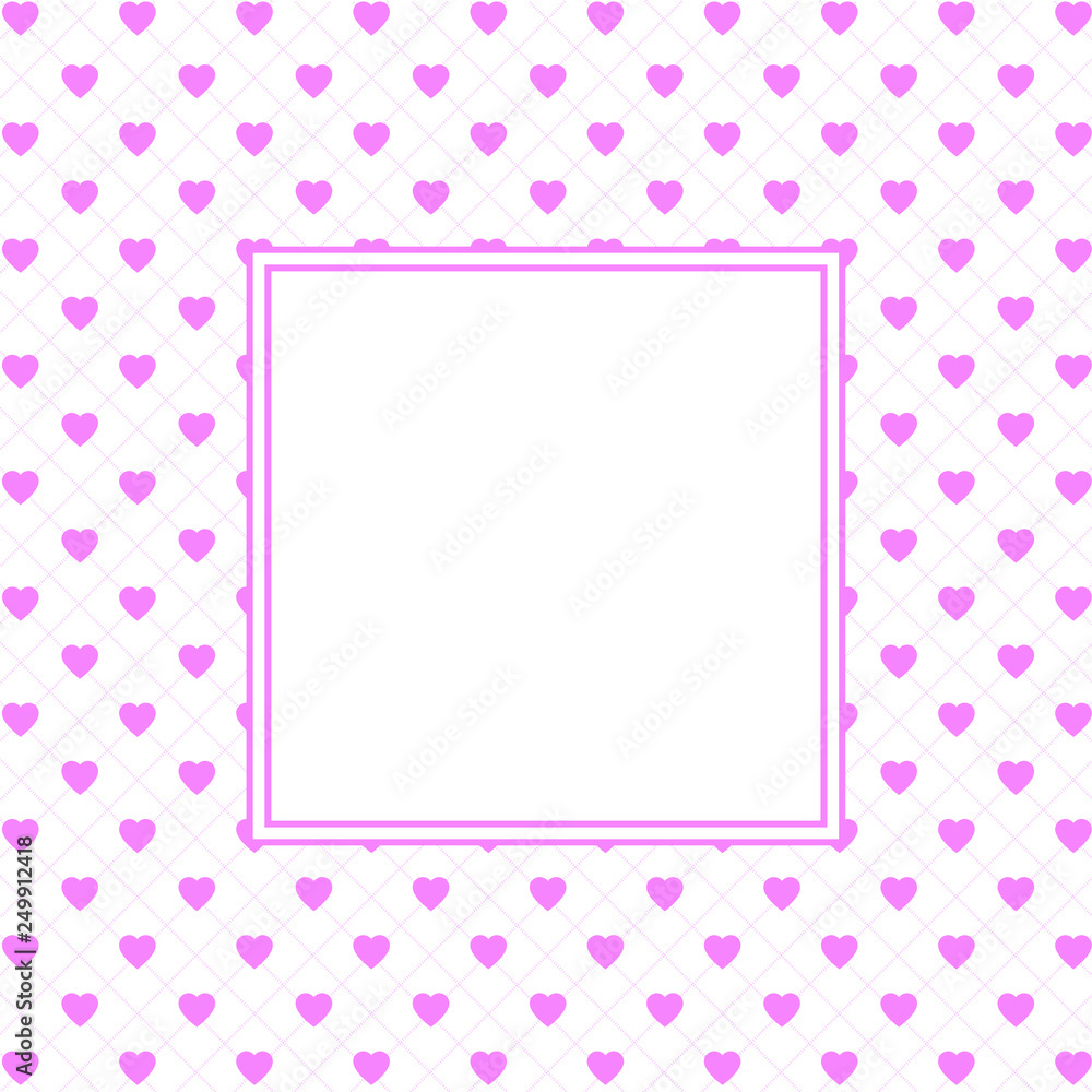 Hearts pattern background with frame in the shape of square for text. Valentine's day and Mother's day greeting card - pink, red colors. Banner, invitation or label Hearts pattern background with frame in the shape of square for text. Valentine's day and Mother's day greeting card - pink, red colors. Banner, invitation or label