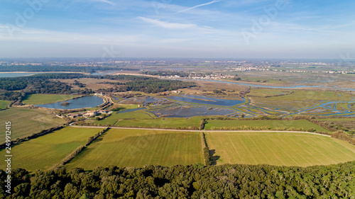 Canvas Print Aerial view of the Bouliniere marshes and Talmont Saint Hilaire
