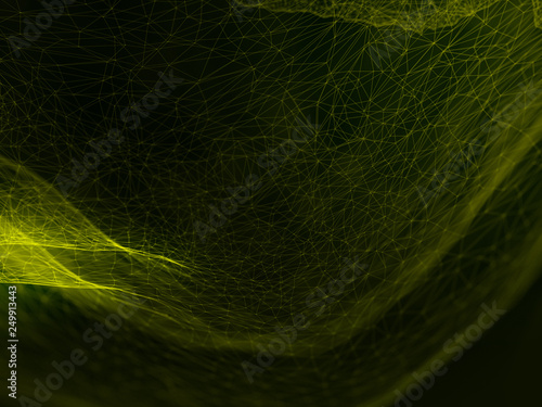Futuristic polygonal background of low poly surface with connected dots and lines. Abstract 3d rendering