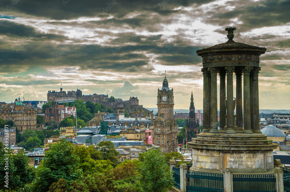 View of Edinburgh with monument from Carlton hill