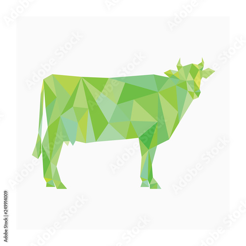 Cattle logo. Polygonal illustration of cow. Farm animals symbol. Logo for dairy company. Vector logotype for farm products. Sign for agricultural business. Cow icon
