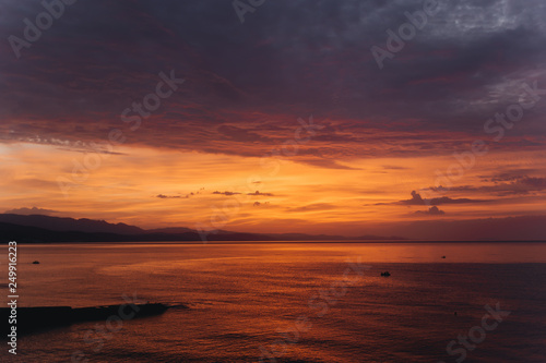 nature landscape red sunrise over sea ocean