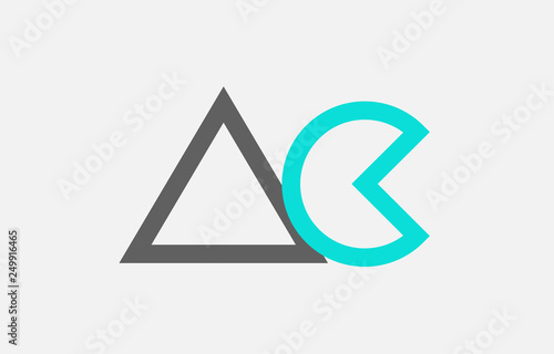 blue grey alphabet letter ac a c combination for logo icon design