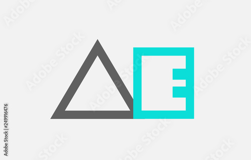 blue grey alphabet letter ae a e combination for logo icon design