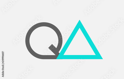 blue grey alphabet letter qa q a combination for logo icon design