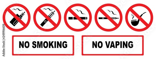 No smoking. No vaping. Set prohibition icons