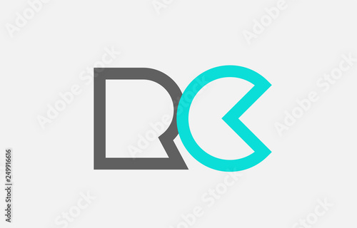 blue grey alphabet letter rc r c combination for logo icon design