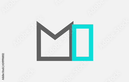 blue grey alphabet letter mi m i combination for logo icon design