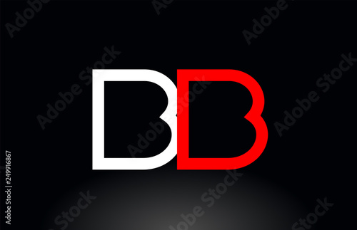 red white alphabet letter bb b b combination for logo icon design