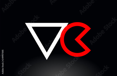 red white alphabet letter vc v c combination for logo icon design
