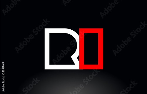 red white alphabet letter ri r i combination for logo icon design