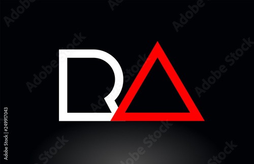 red white alphabet letter ra r a combination for logo icon design