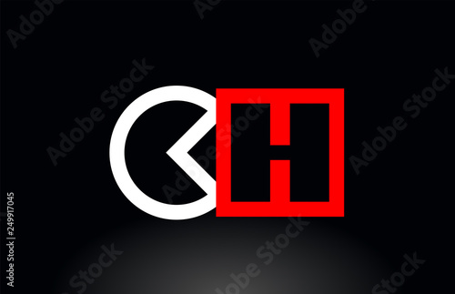 red white alphabet letter ch c h combination for logo icon design