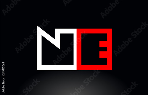 red white alphabet letter ne n e combination for logo icon design