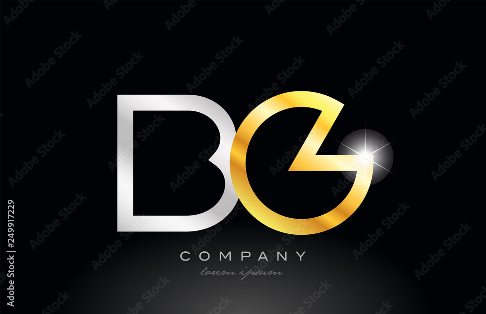 gold silver alphabet letter bg b g combination for logo icon design ...