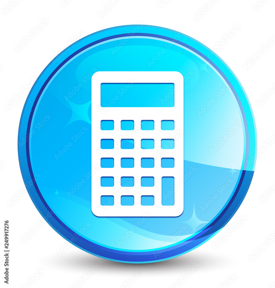 Calculator icon splash natural blue round button Calculator icon splash natural blue round button