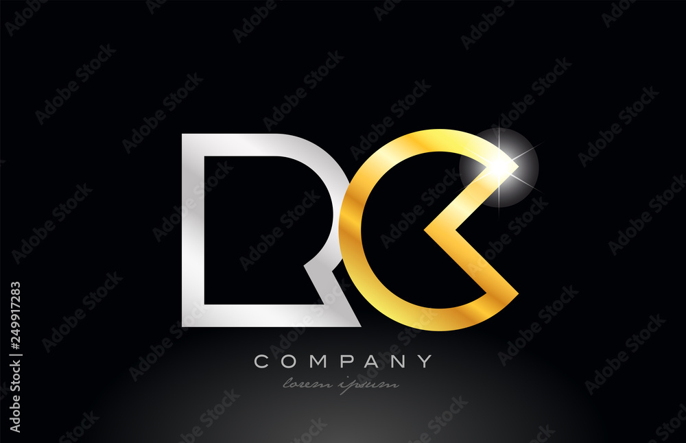 gold silver alphabet letter rc r c combination for logo icon design gold silver alphabet letter rc r c combination for logo icon design