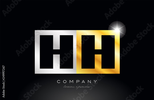 gold silver alphabet letter hh h h combination for logo icon design