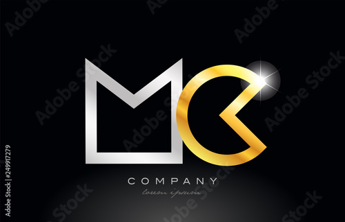 gold silver alphabet letter mc m c combination for logo icon design