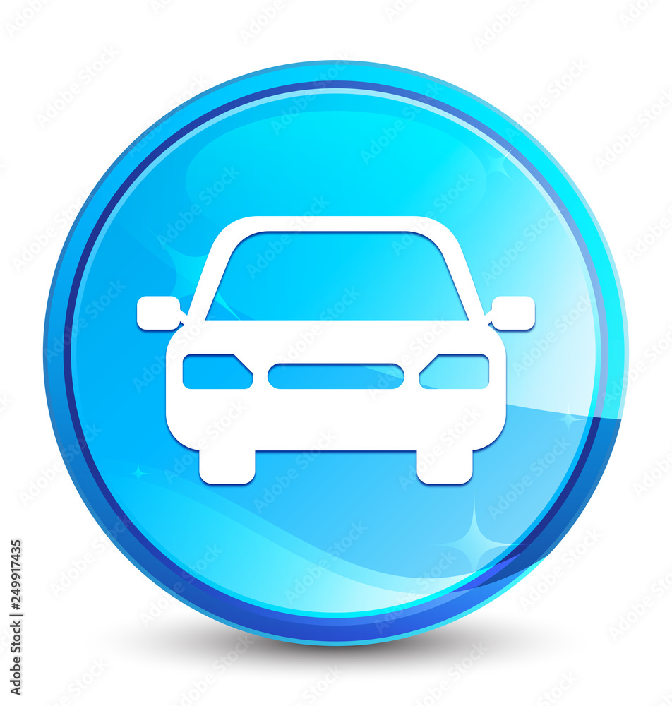 Car icon splash natural blue round button Car icon splash natural blue round button