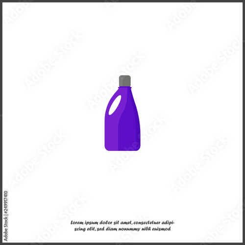 Bottle with chemical substance vector icon. Bottle with detergent, bleach on white isolated background.
