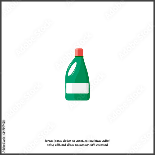 Bottle with chemical substance vector icon. Bottle with detergent, bleach on white isolated background.