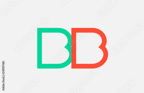 orange green alphabet letter logo combination bb b b design