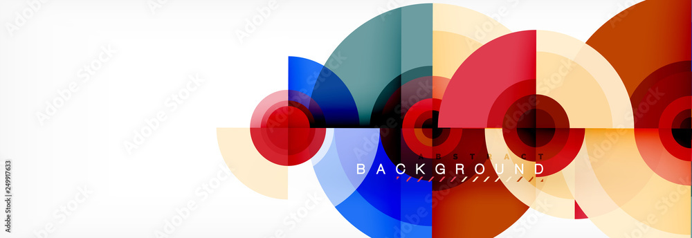Obraz premium Minimalni geometryczni okręgi i trójboka abstrakcjonistyczny tło, techno nowożytny projekt, plakatowy szablon