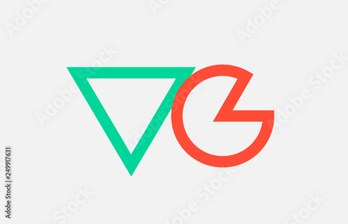 Free Download orange green alphabet letter logo combination vg v g design - GFXLoad