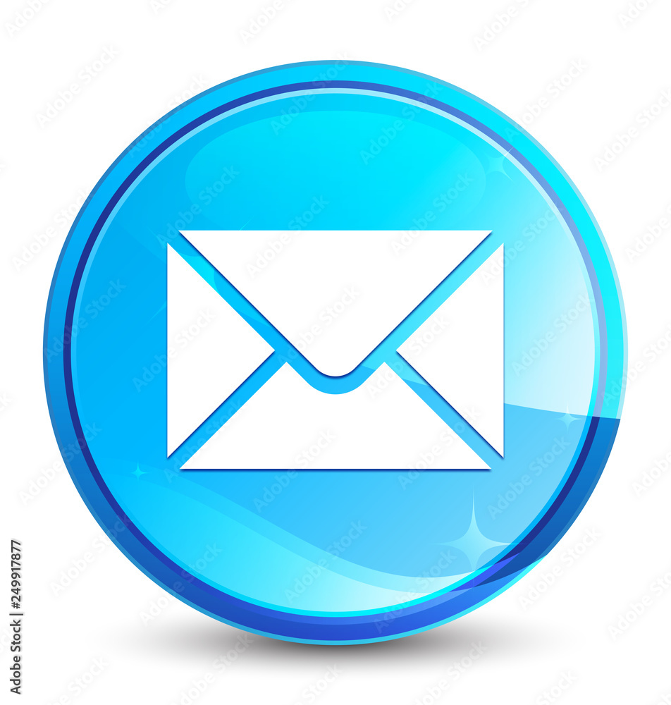 Email icon splash natural blue round button Email icon splash natural blue round button