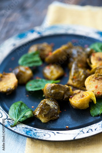 Baked Brussels sprouts with turmeric