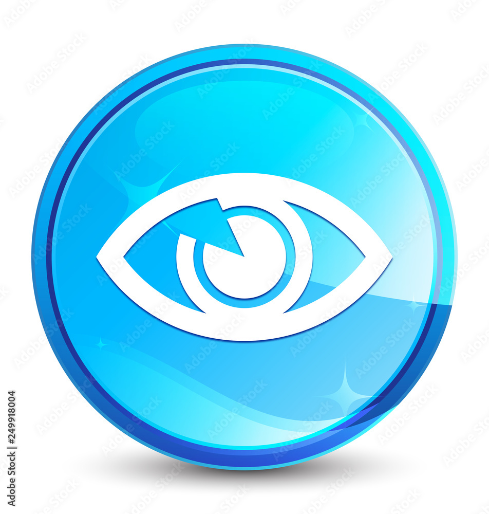 Eye icon splash natural blue round button Eye icon splash natural blue round button