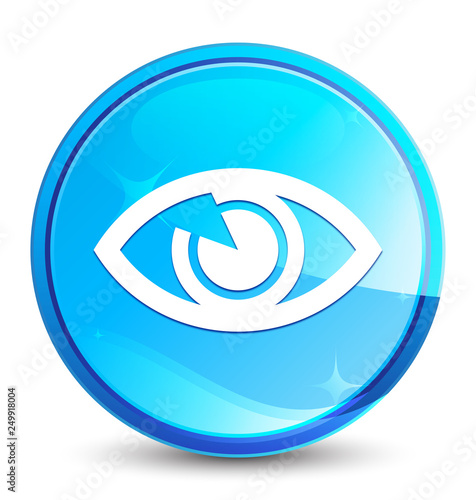 Eye icon splash natural blue round button