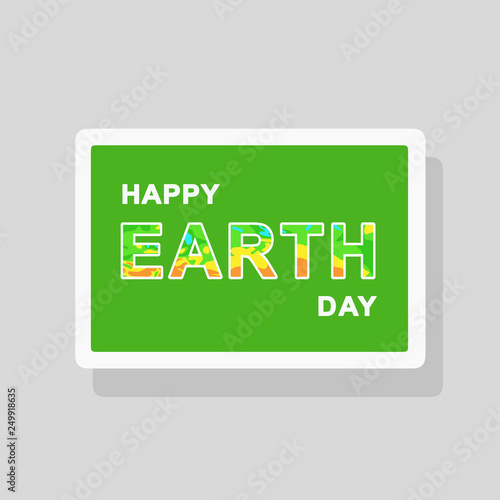 Double exposure Earth Day greeting card with map elements forming text silhouette