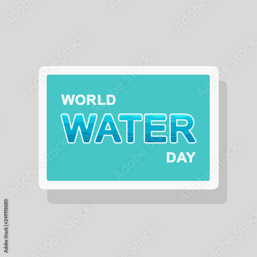 Double exposure World Water Day greeting card with stylized waves with text silhouette