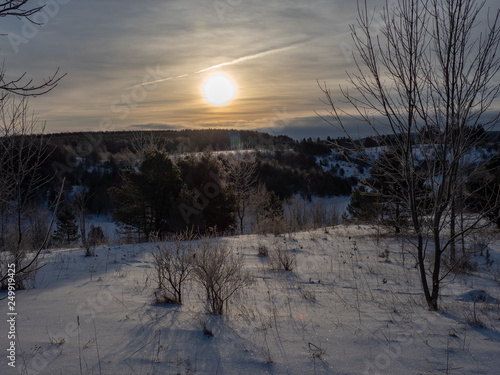 winter sunrise frost landscape