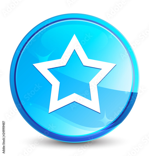 Star icon splash natural blue round button