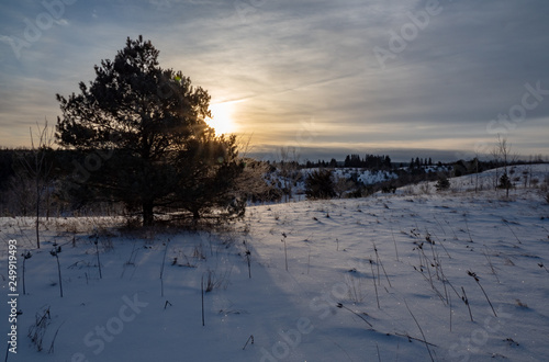 winter sunrise frost landscape