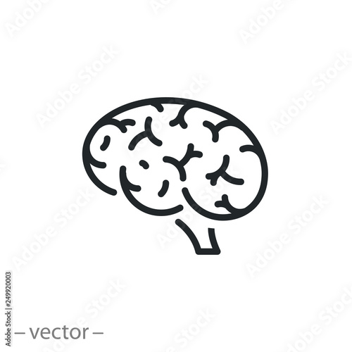 brain icon, human psychology linear sign isolated on white background - editable stroke vector illustration eps10