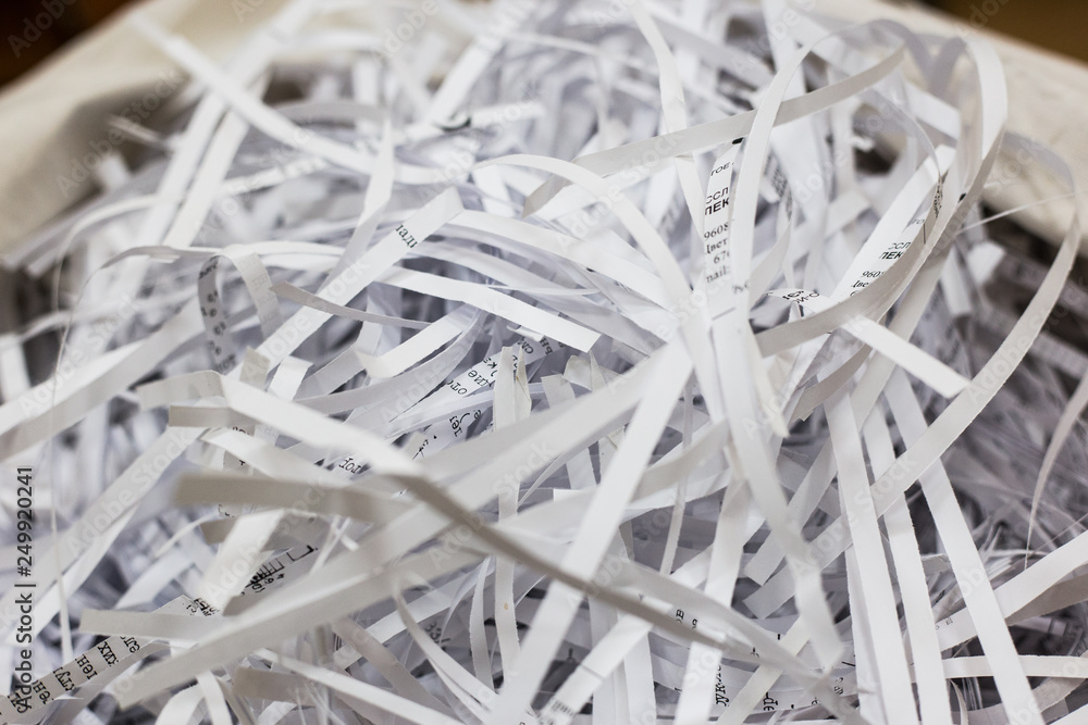 shredded paper in the bag 