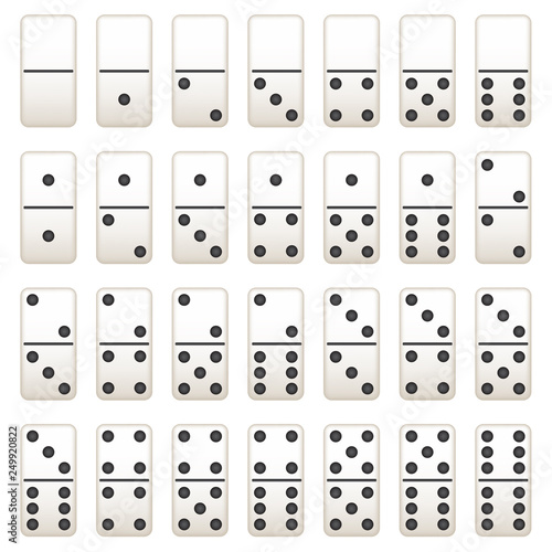 White Dominoes Complete Set Vector Illustration Icon Symbol Graphic