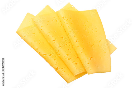 cheese slices isolated on white background. top view