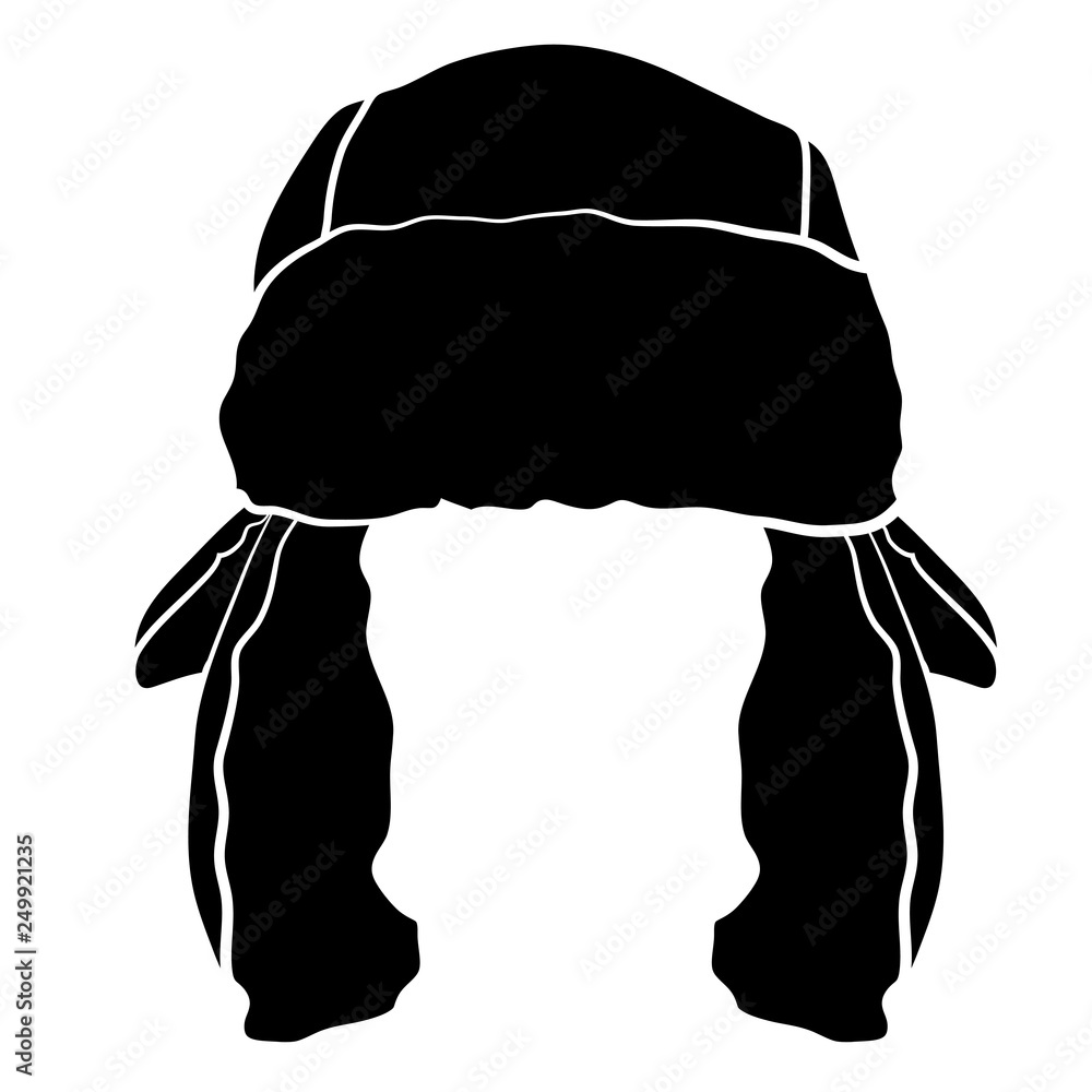 Black and White Trapper Cap Hat Vector Illustration Icon Symbol Graphic